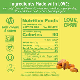 Love Corn Sour Cream & Onion flavor highlight adds crave-worthy crunch.