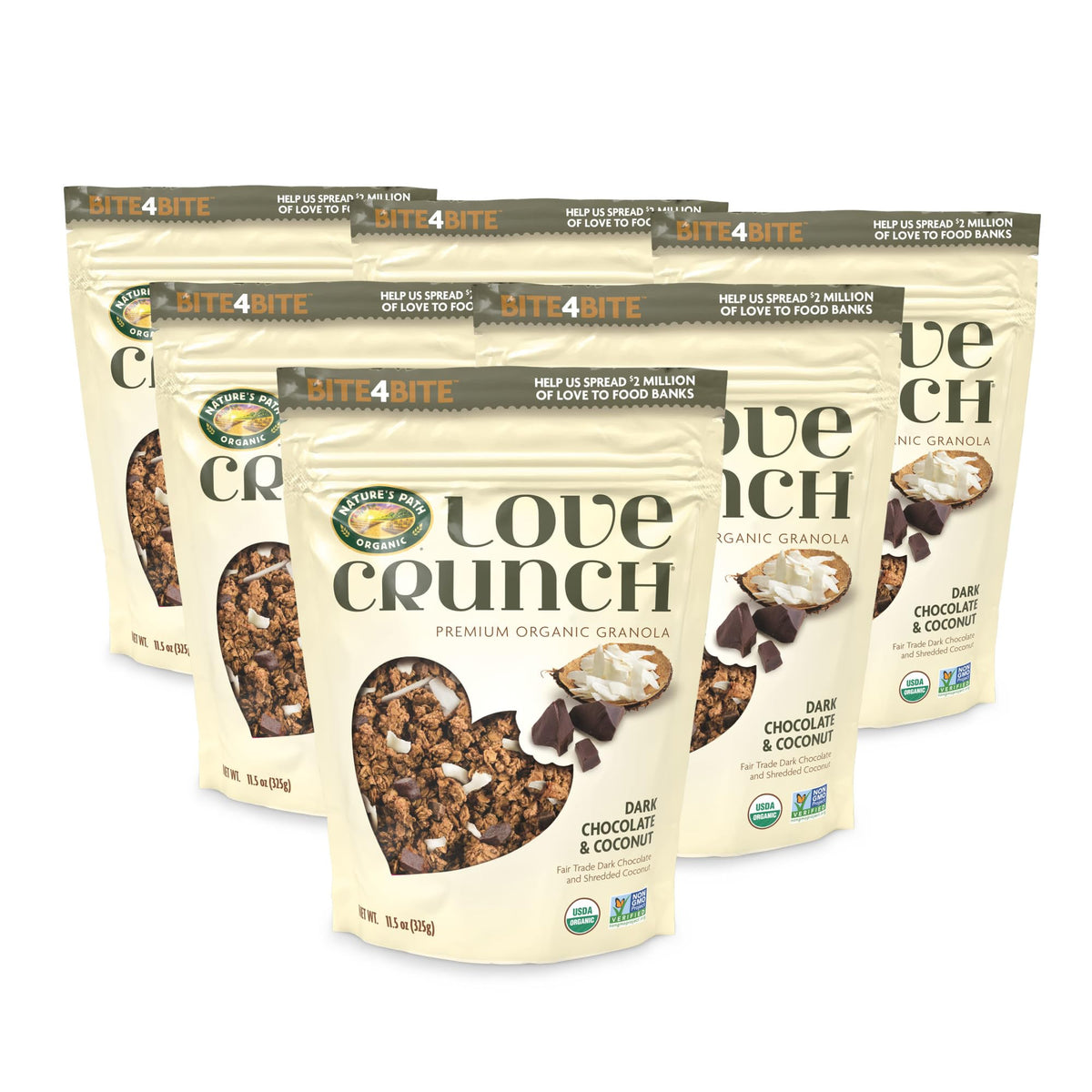 Love Crunch granola with dried coconut flakes adds tropical texture.
