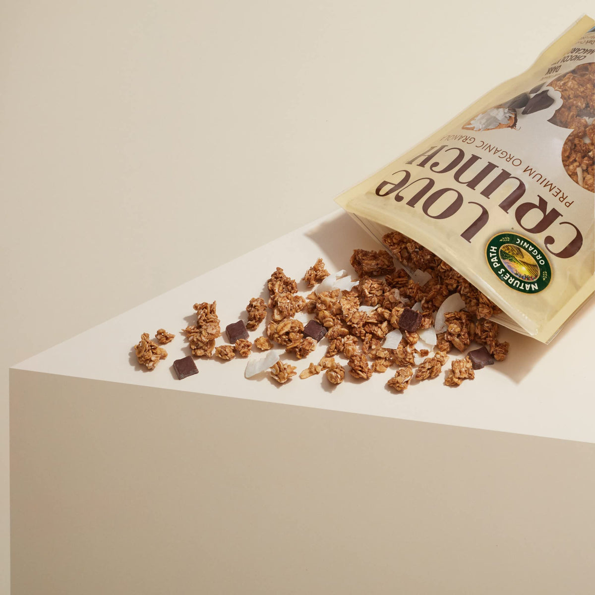 Love Crunch serving bowl with granola ready to top yogurt.