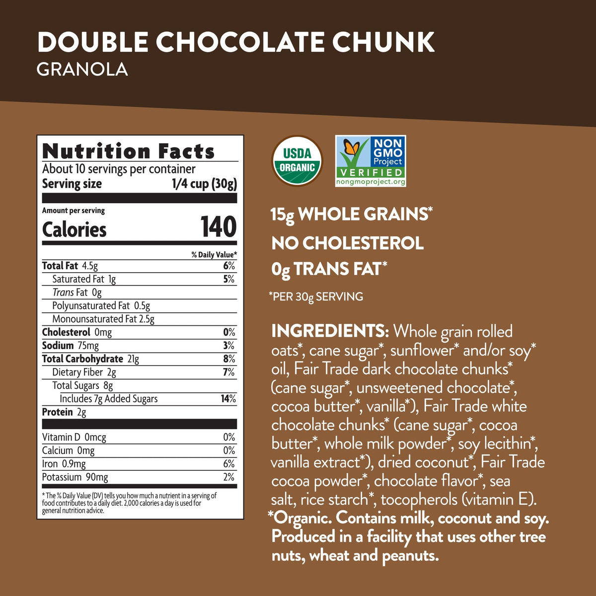 Love Crunch Double Chocolate Chunk Granola pouch 5 perfect topping for ice cream creations.