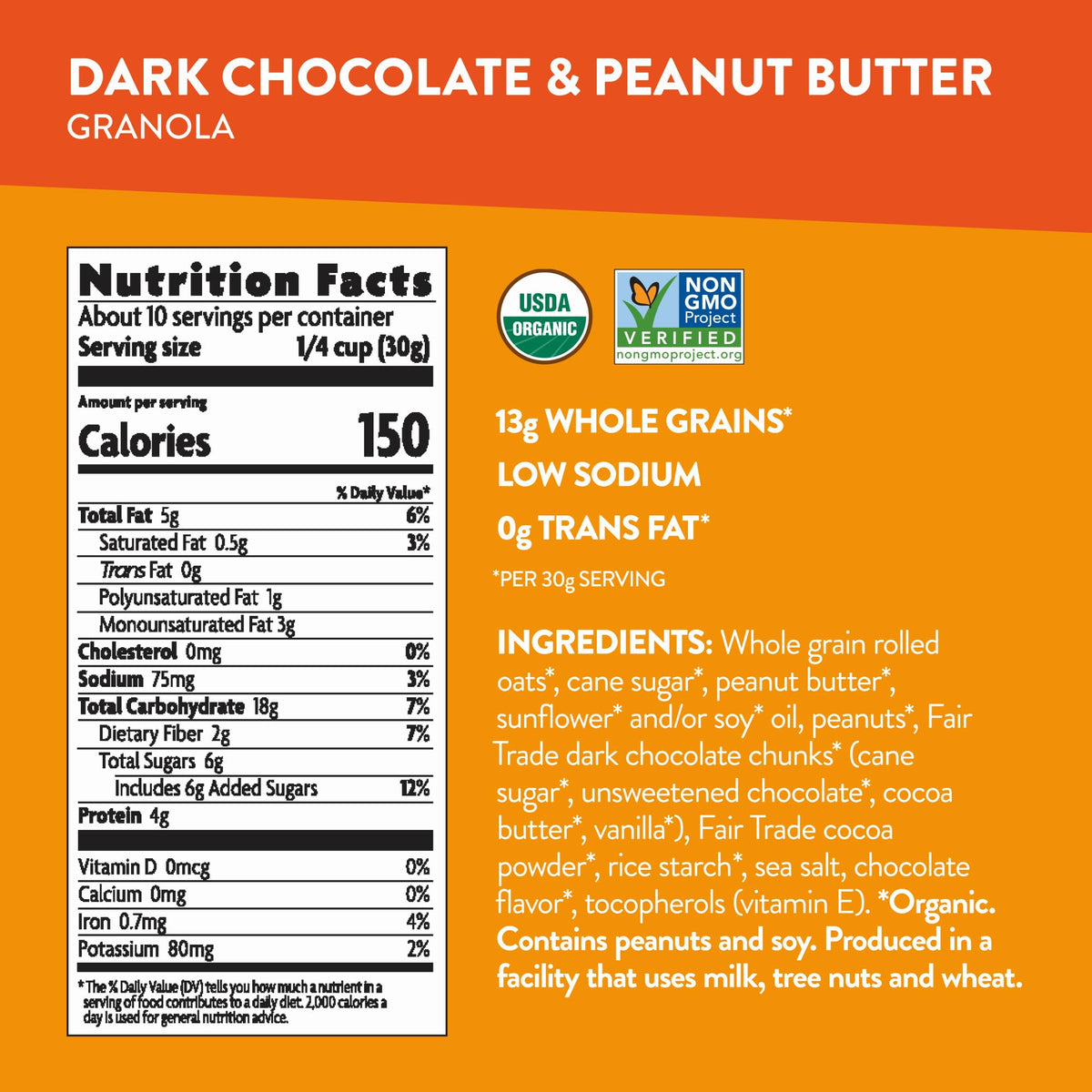 Rich dark chocolate and peanut butter flavor in Love Crunch for a satisfying treat.