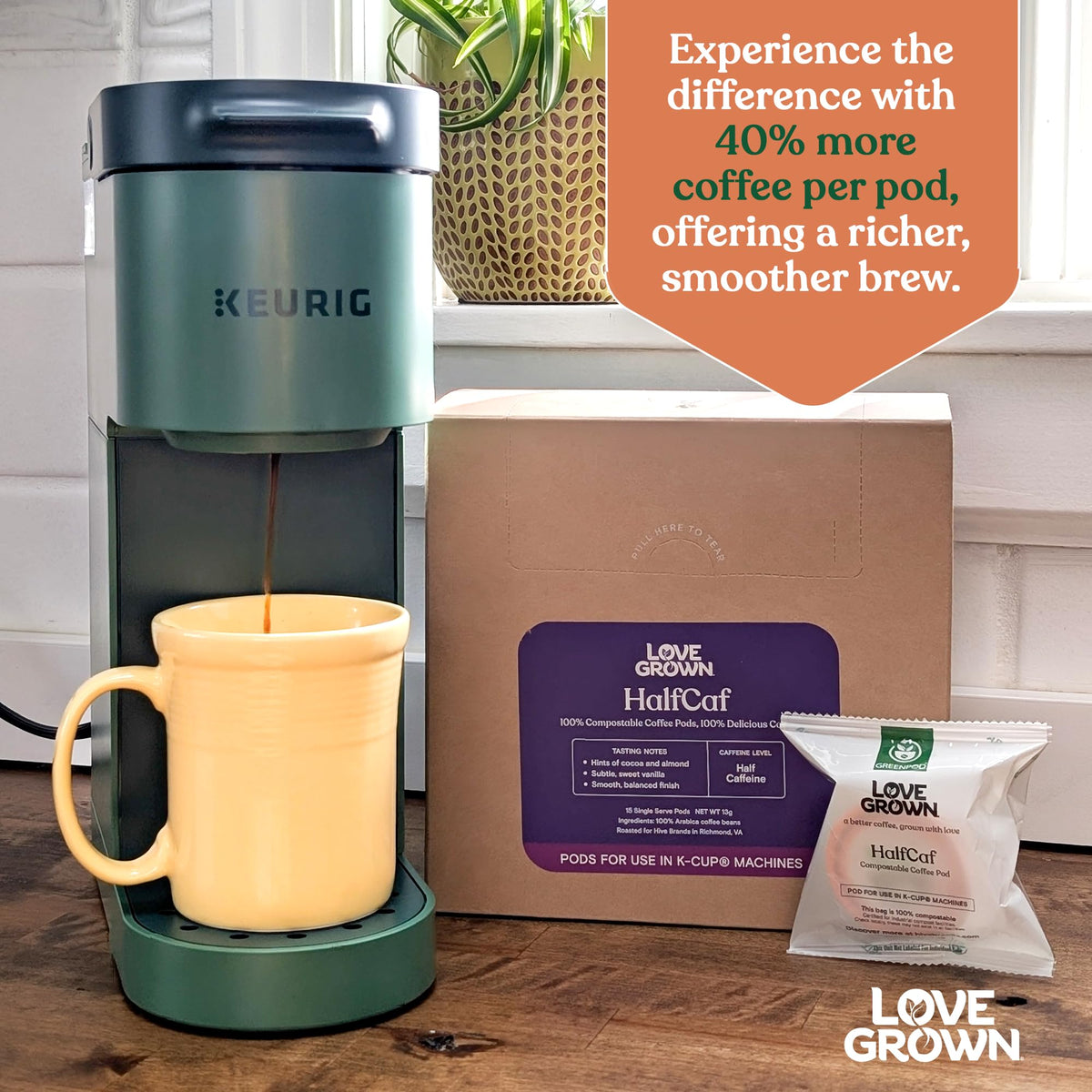 Love Grown 15-pack box for home and office coffee routines.
