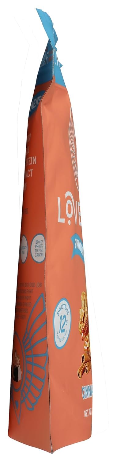 Lovebird cinnamon granola scoop highlighting cinnamon aroma and breakfast versatility.