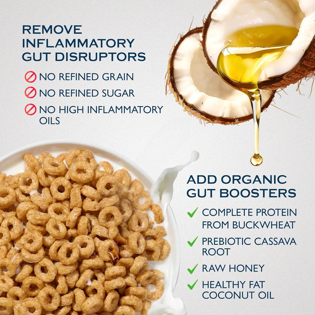 Lovebird Organic Cereal ingredients front shows simple, honest packaging with no fillers.