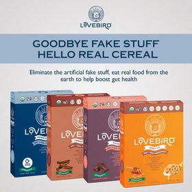 Lovebird Organic Cereal ingredients list highlights organic, simple components you can trust.