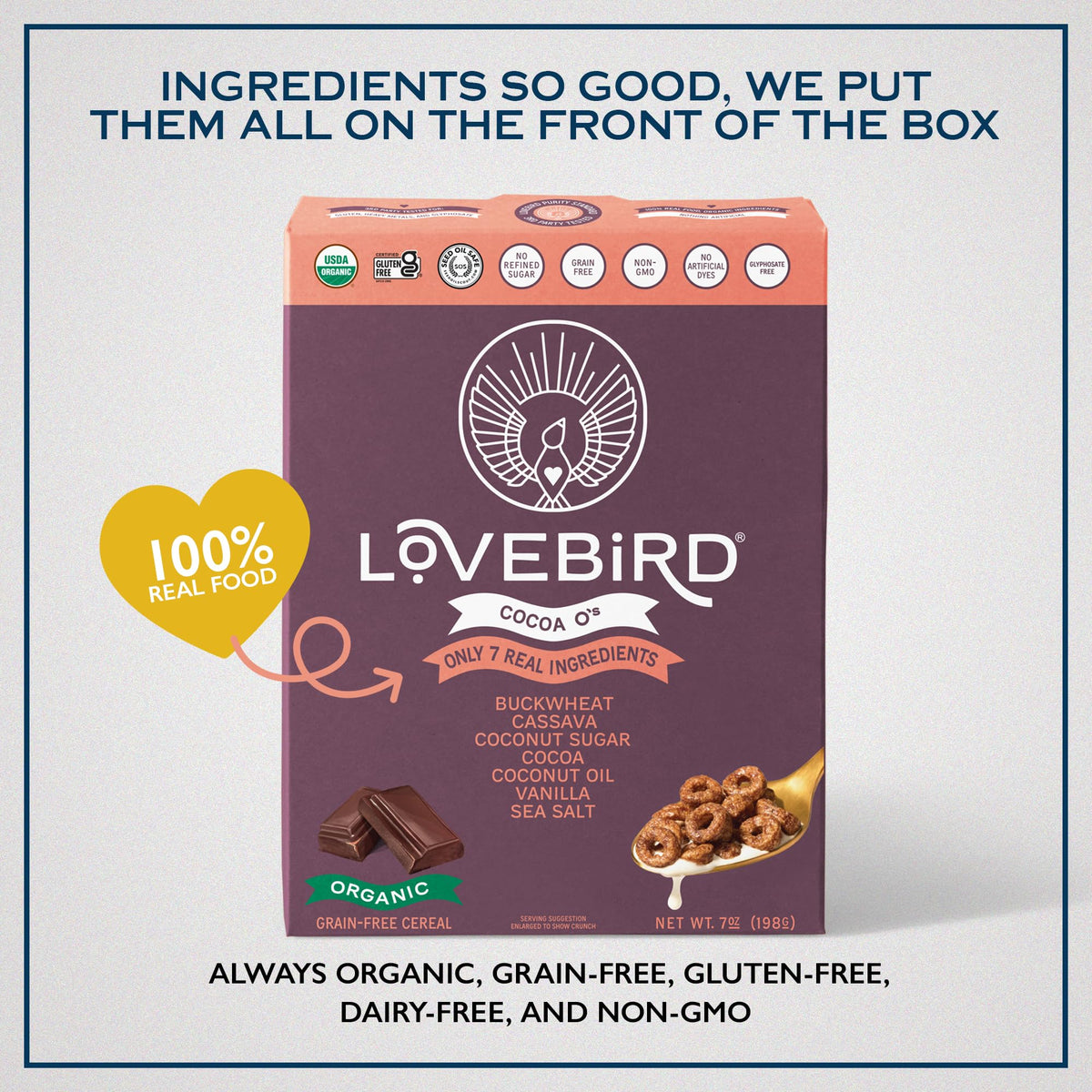 Lovebird third-party tested seal confirming ingredient purity.