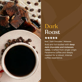 Love Grown dark roast coffee pod with bold flavor and cocoa notes.