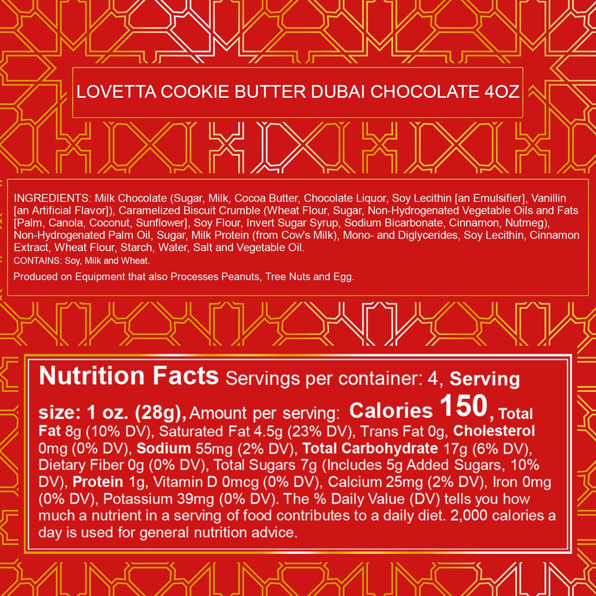 Lovetta Dubai Chocolate Bar Cookie Butter Knafeh close-up reveals rich chocolate and creamy filling.
