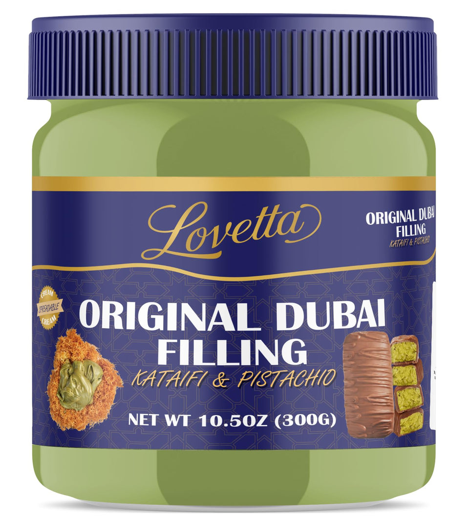Lovetta Dubai Filling Pistachio & Knafeh jar ready-to-use dessert filling.