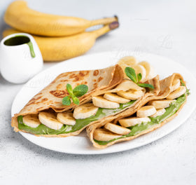 Lovetta Pistachio Cream on crepe spread demonstrates smooth, indulgent dessert topping