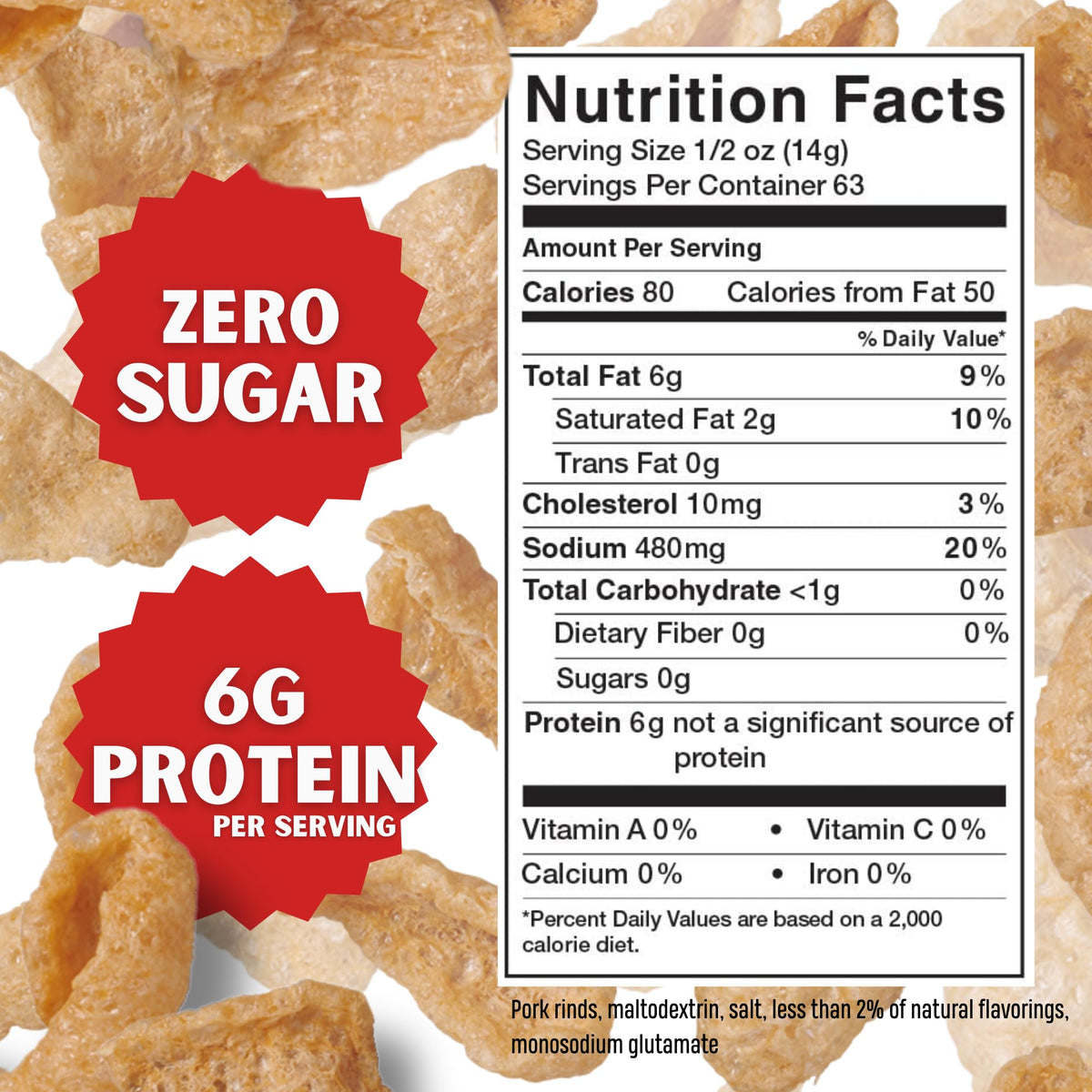 Nutritional label highlights 6g protein per serving for Lowrey's