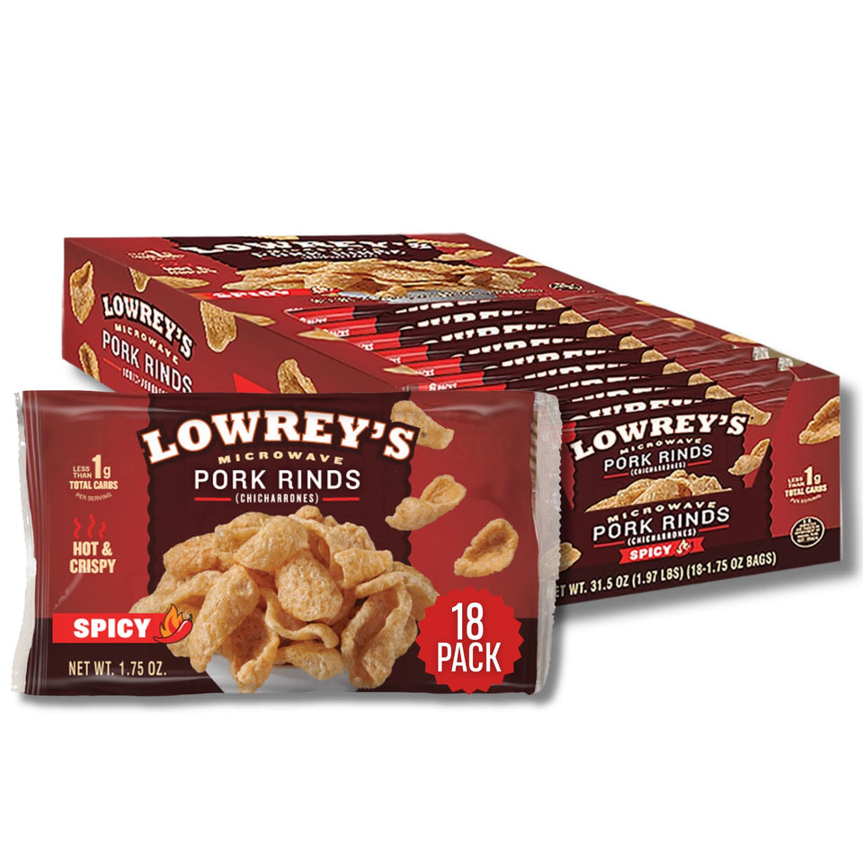 Lowrey's Bacon Curls hot-spicy microwave bag ready for a crispy snack