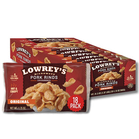 Lowrey's Bacon Curls microwave bag ready to puff into hot, crispy snack