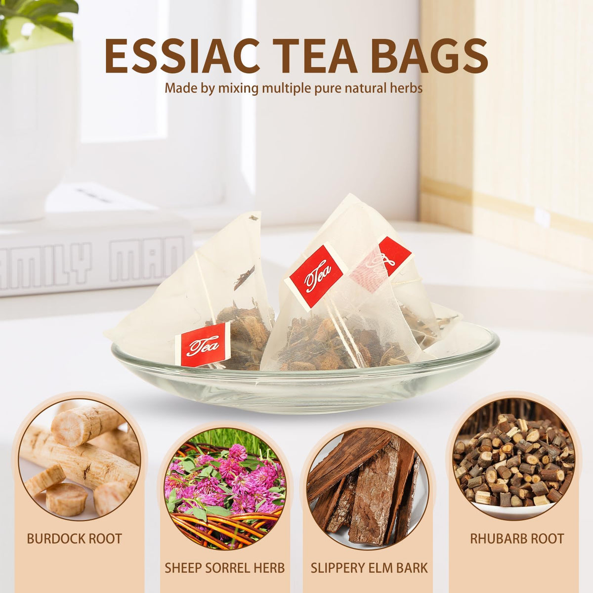 Loywoqi Essiac Tea Bags individual sachets for quick preparation.