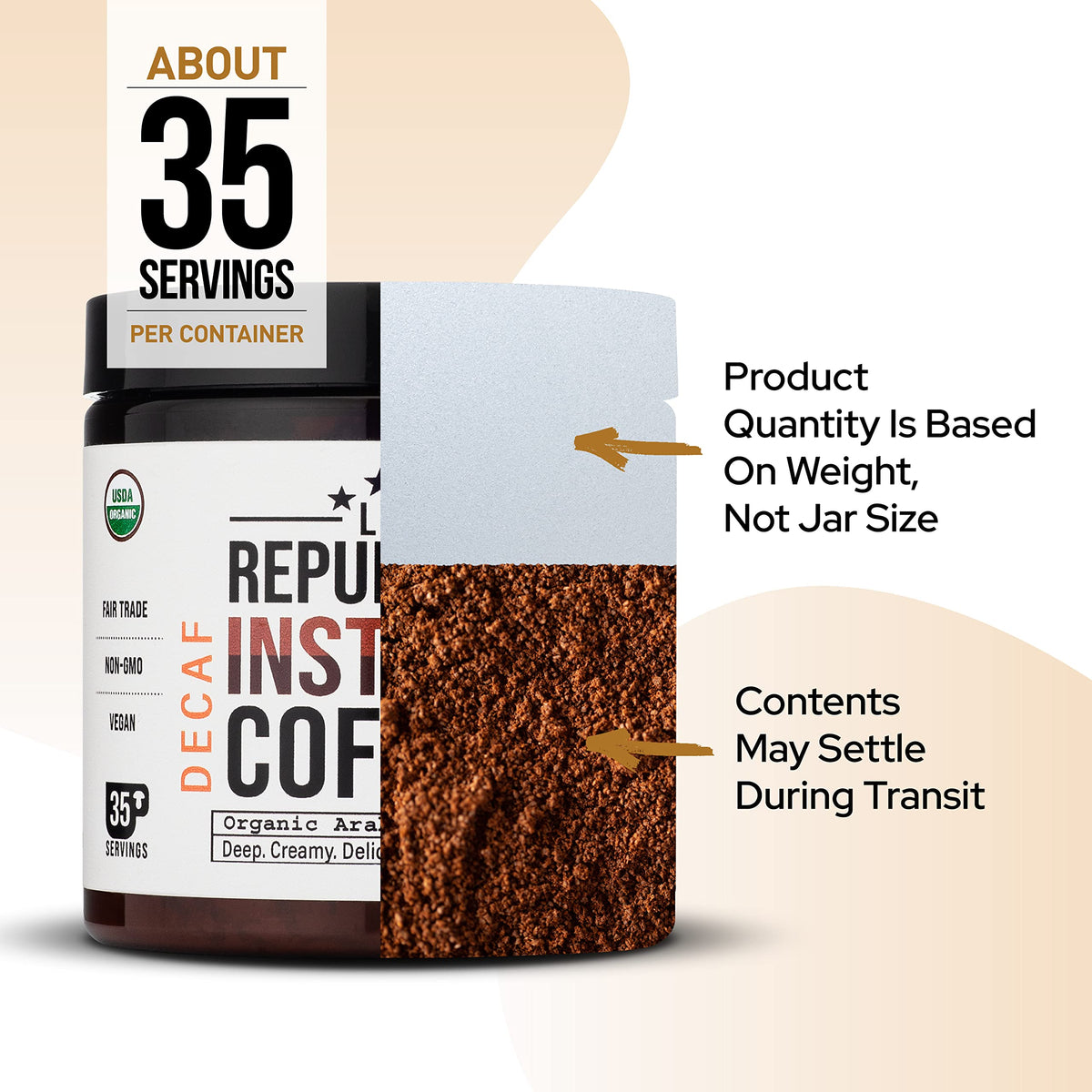 LRLA La Republica Decaf mushroom coffee on desk for focused work sessions