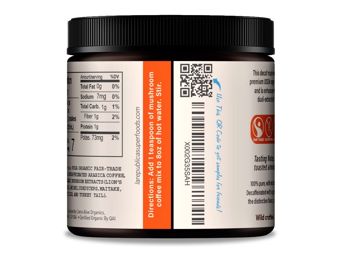 LRLA La Republica Decaf features seven mushroom superfoods for flavor