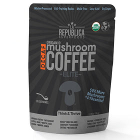 LRLA Superfoods Reserve Decaf Instant Mushroom Coffee cup offers calm, jitter-free energy.