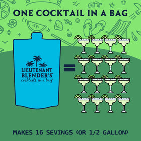 Fresh lime, lemon, and cane sugar power Lt. Blender Margarita in a Bag, flavorful mix.