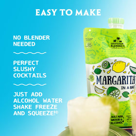 Lt. Blender Margarita in a Bag being poured into a glass for a quick slushie.