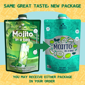 Mojito in a Bag slush-ready mix poured into a chilled glass