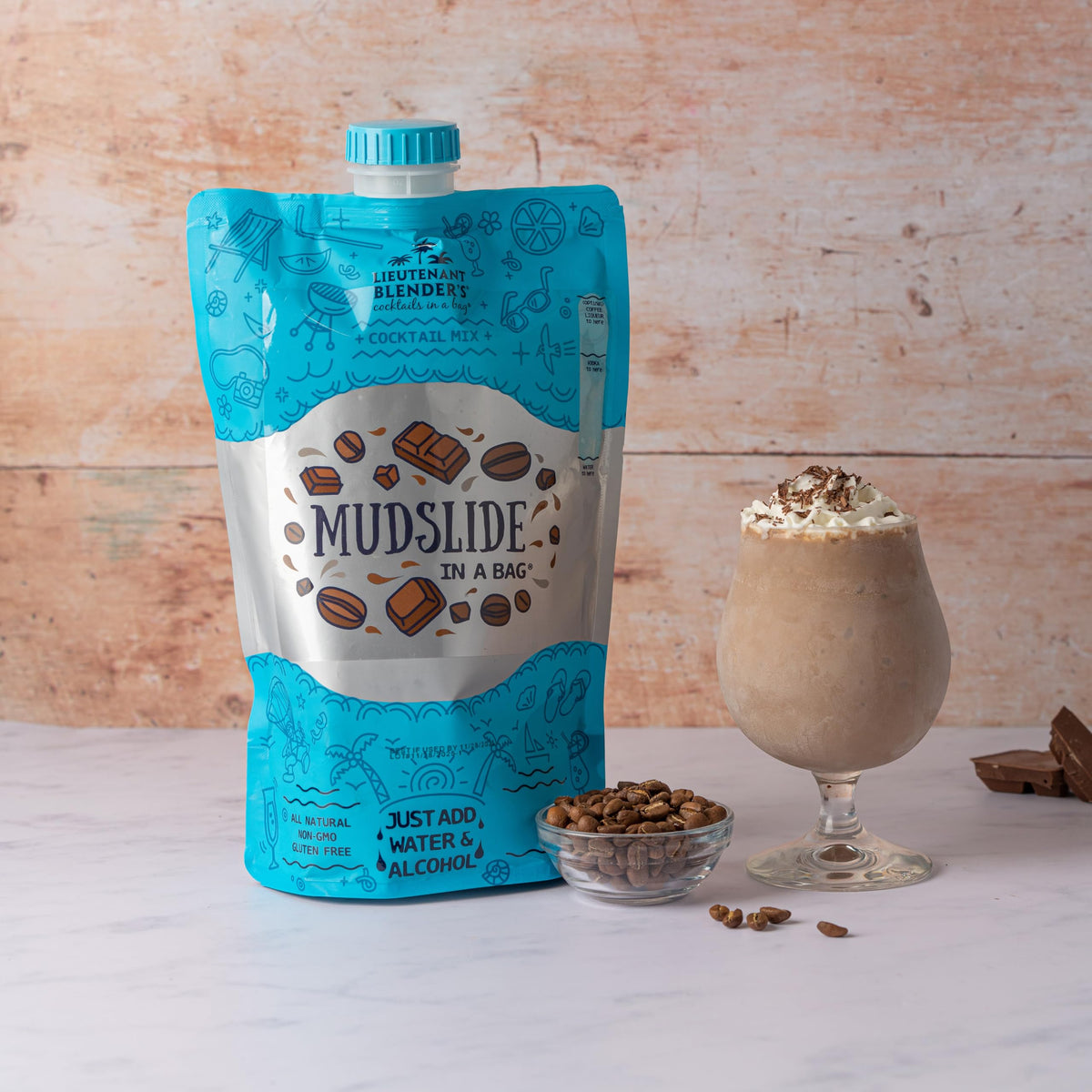 Lt. Blender Mudslide packaging label emphasizing natural ingredients.