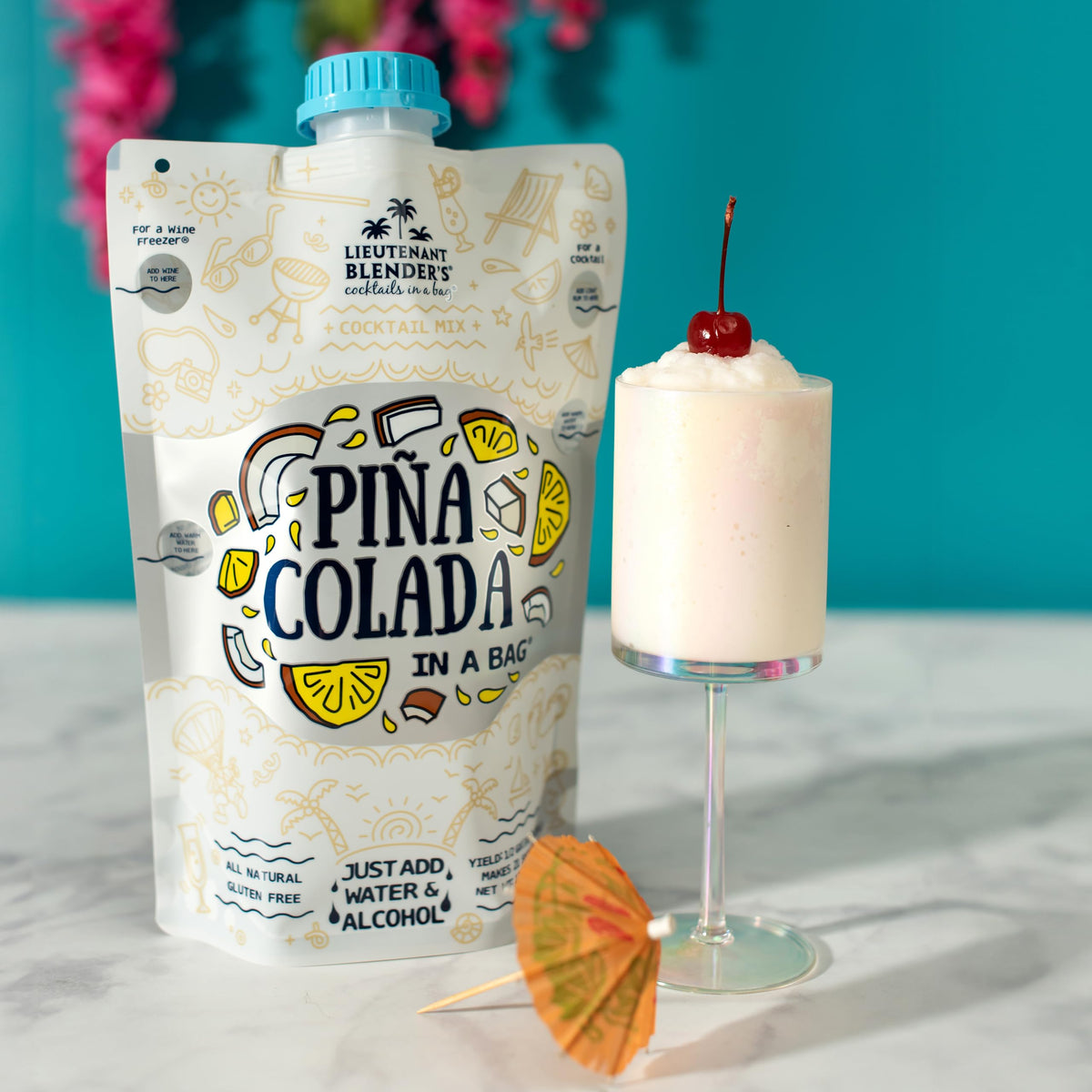 Lt. Blender Pina Colada in a Bag resealable and portable for on-the-go entertaining.