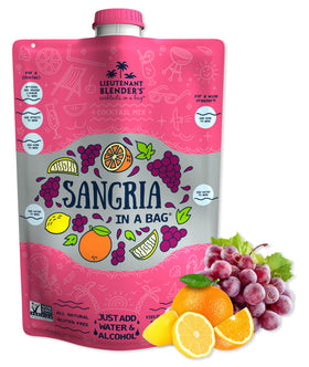Lt. Blender Sangria in a Bag packaging showcases convenient, portable mix for party-ready drinks.