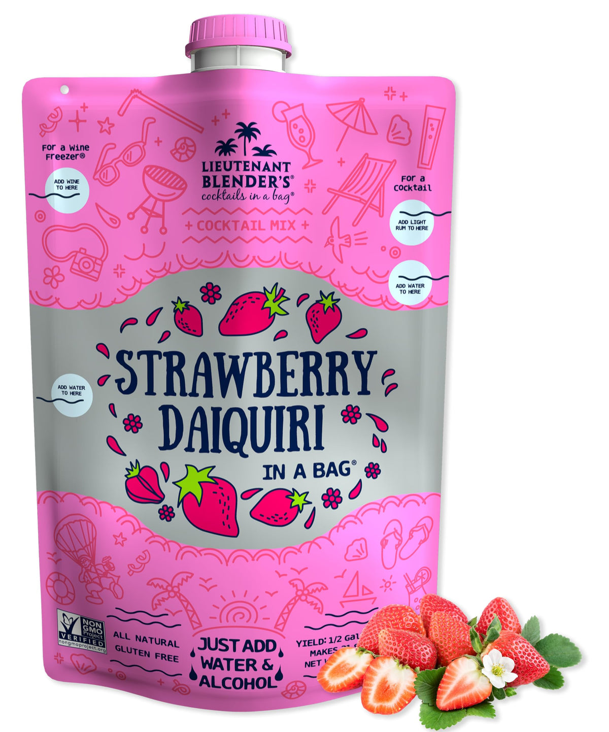 Lt. Blender Strawberry Daiquiri in a Bag packaging for easy entertaining