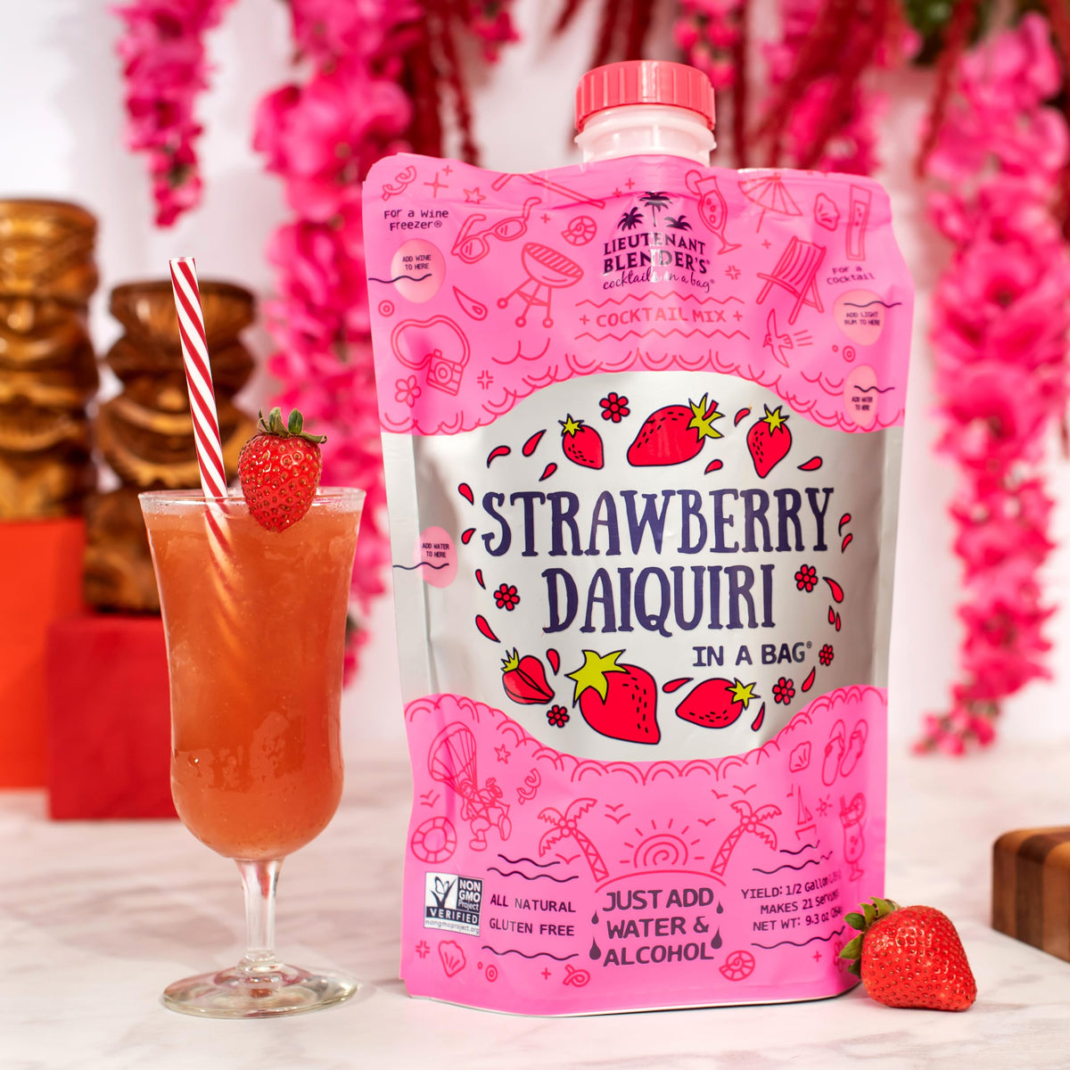 Close-up of real strawberries and lime highlighting premium ingredients