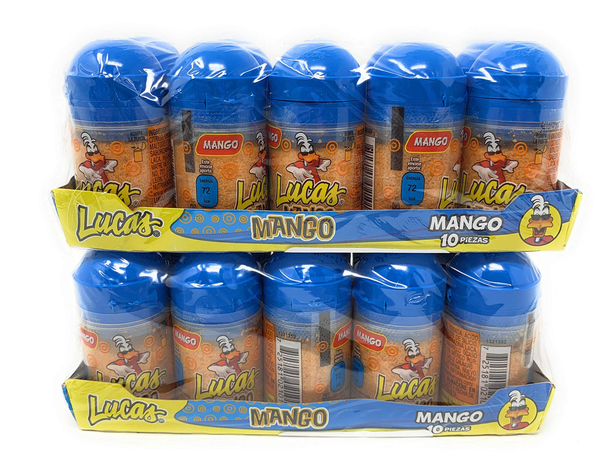 Close-up of Lucas Mango Dispenser highlighting easy pop-open lid for quick treats