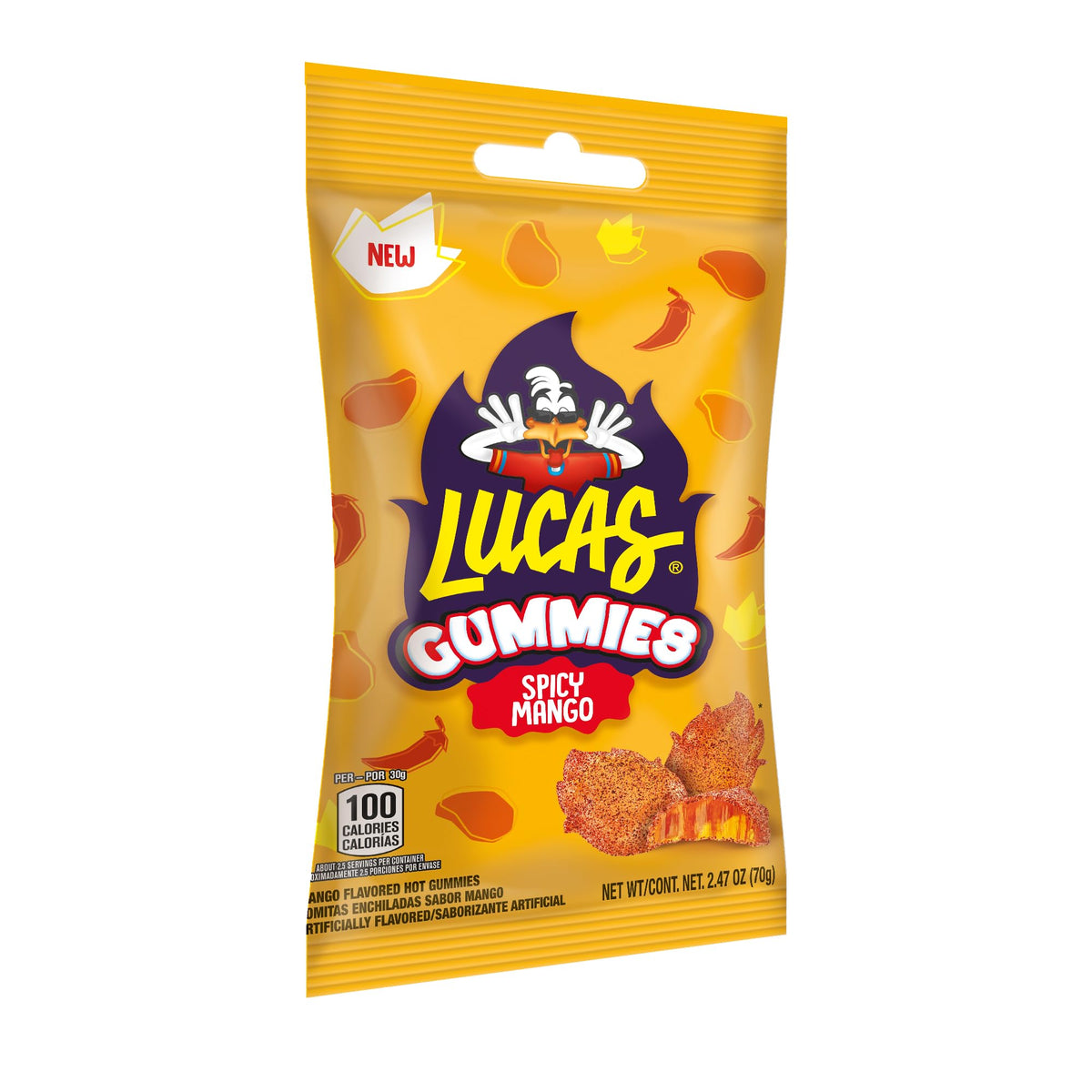 Lucas Spicy Gummies Mango Ingredients highlights real mango flavor notes.