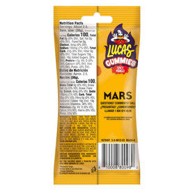 Lucas Spicy Gummies Mango Pack Closeup captures vivid color and spicy-sweet aroma.