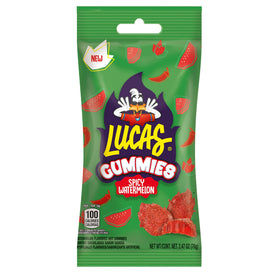 Lucas Spicy Gummies Watermelon close-up shows bold flavor and texture