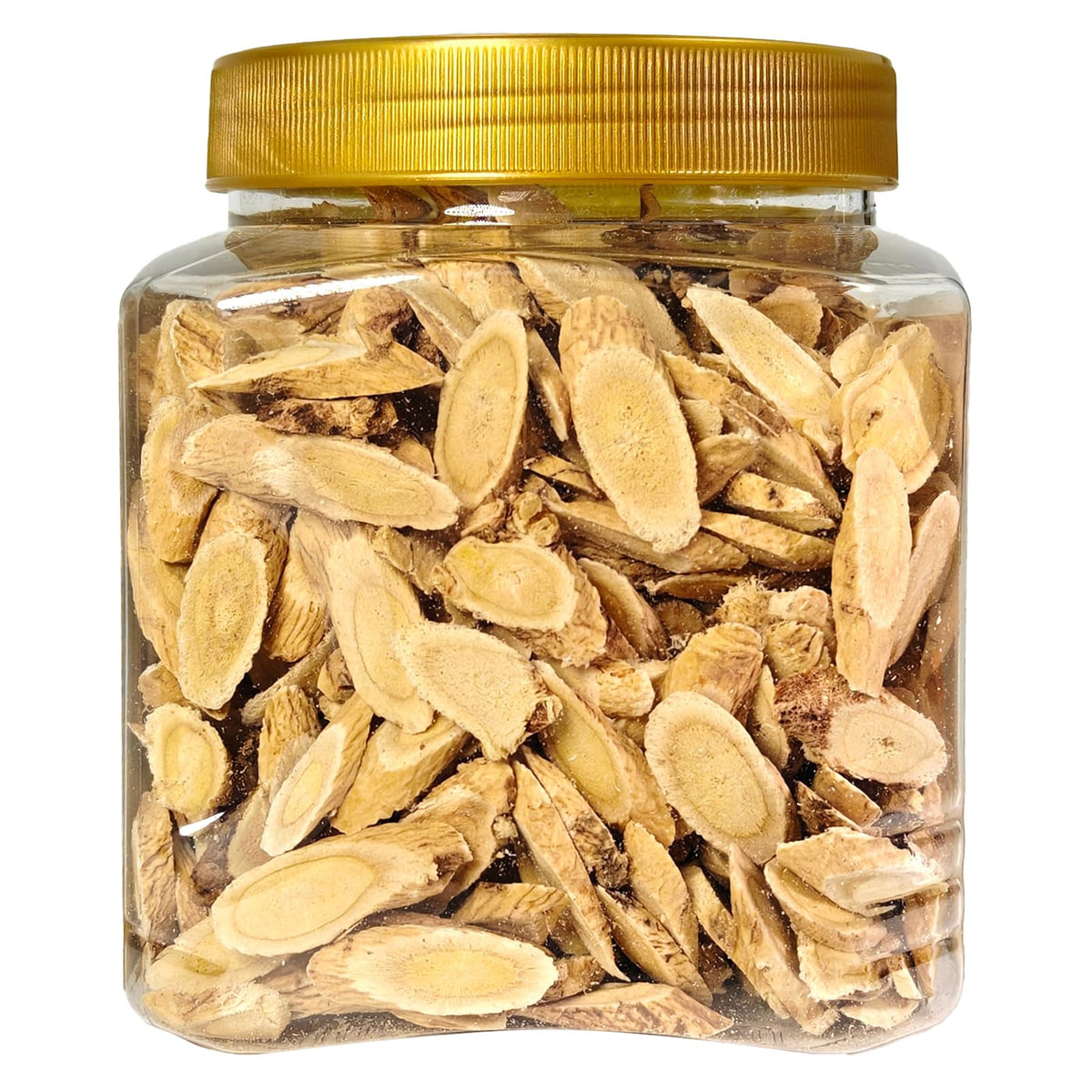 Close-up of Lucentis astragalus tea slices with a precise cut-and-sifted texture.