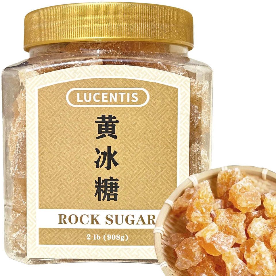 Lucentis natural rock sugar crystals close-up showing pure sweetness for beverages.