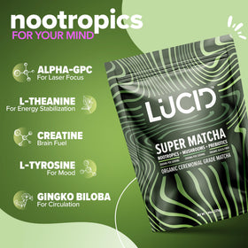 Lucid Tremella mushroom powder in matcha adds velvety texture.