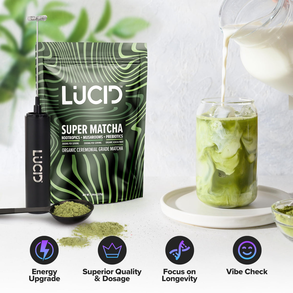 Lucid USA-made label highlights quality assurance and purity.