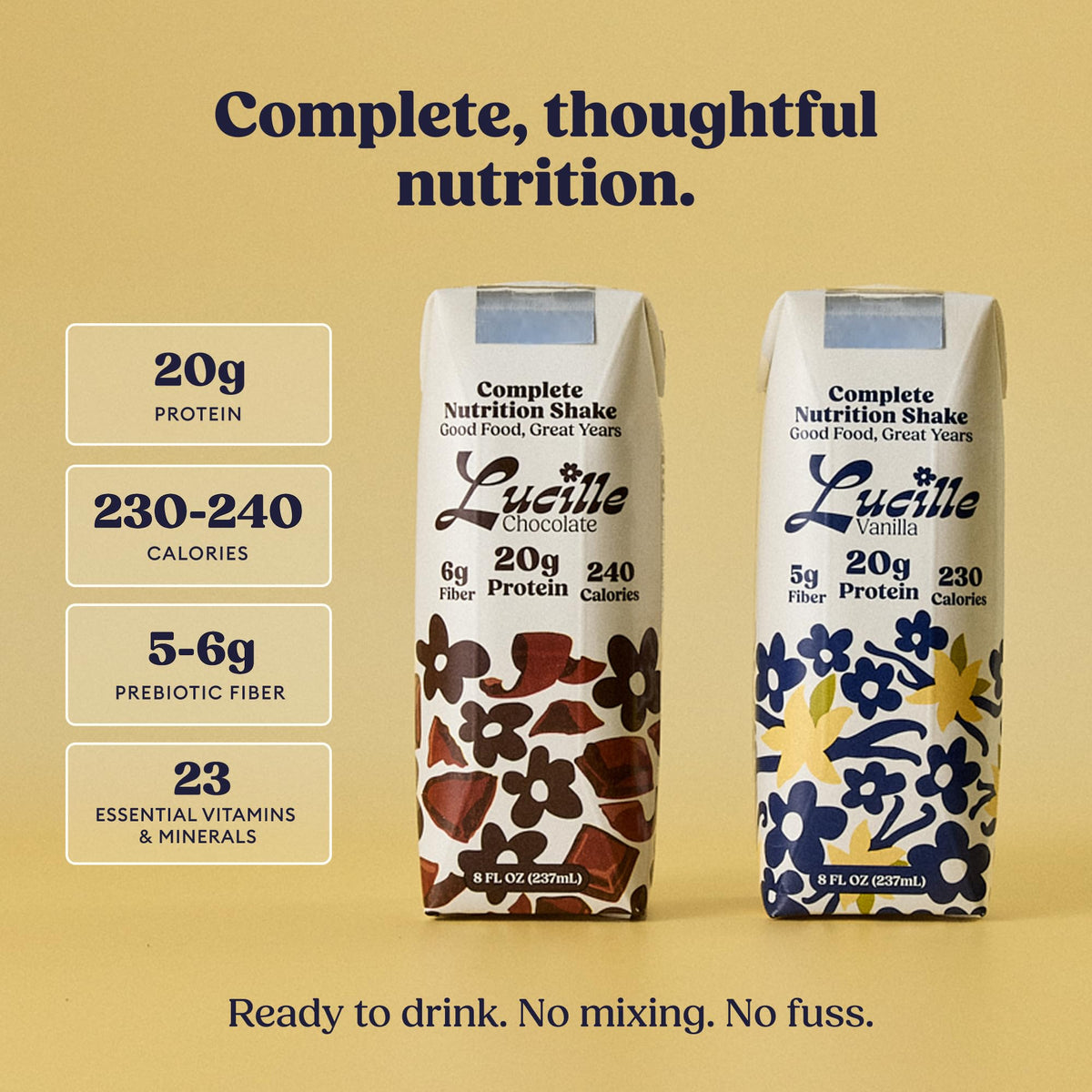 Lactose-free milk protein isolate in Lucille shake supports everyday mobility.