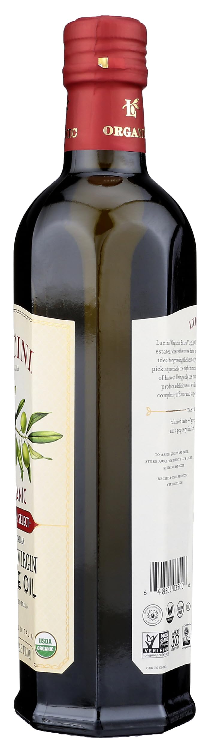 Lucini hand harvest timing image communicates freshness and careful picking.