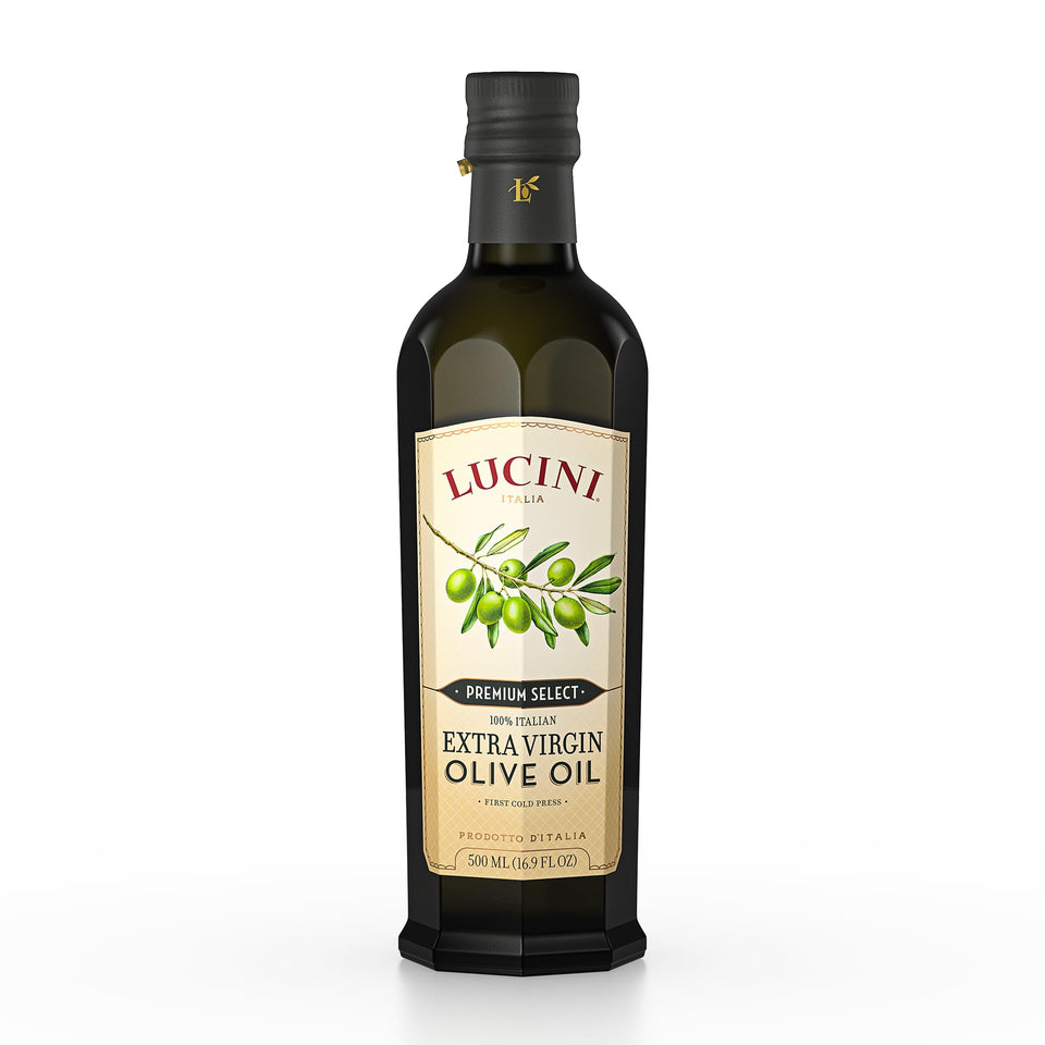 Lucini Premium Select olive oil bottle front for everyday cooking
