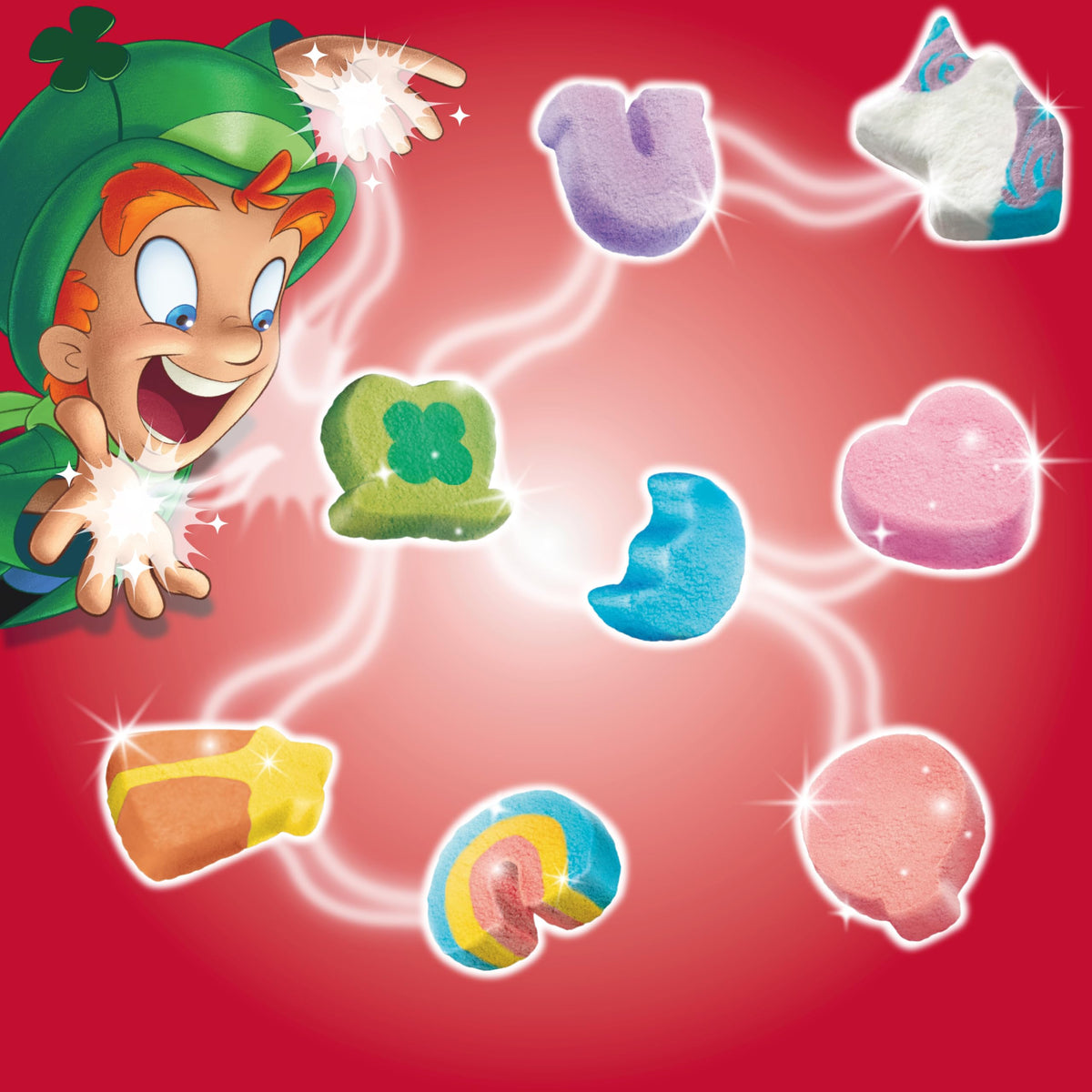 Lucky Charms packaging shows twelve cups, ideal for family breakfasts.