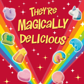 Lucky Charms single-serve cup close-up emphasizes portability for school lunches.