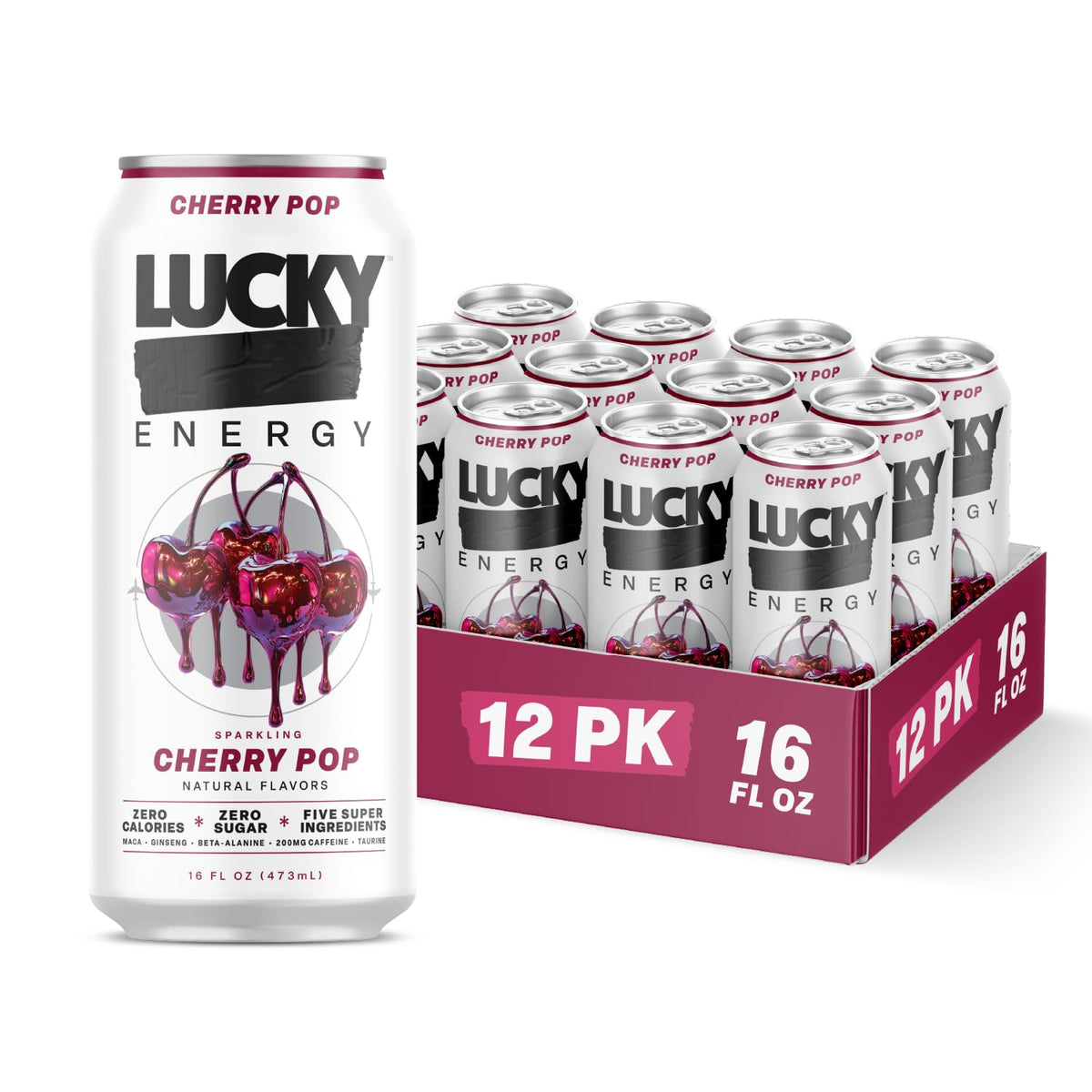 Lucky Energy Cherry Pop can ready for a workout boost