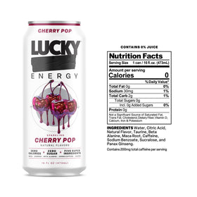 Lucky Energy Cherry Pop pour starting a busy day with sustained focus