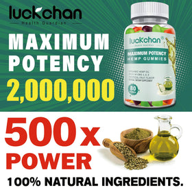 LUCKCHAN Hemp Gummies close-up shows smooth texture and natural coloring.