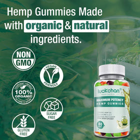 LUCKCHAN Hemp Gummies feature gluten-free and gelatin-free qualities with natural flavors.