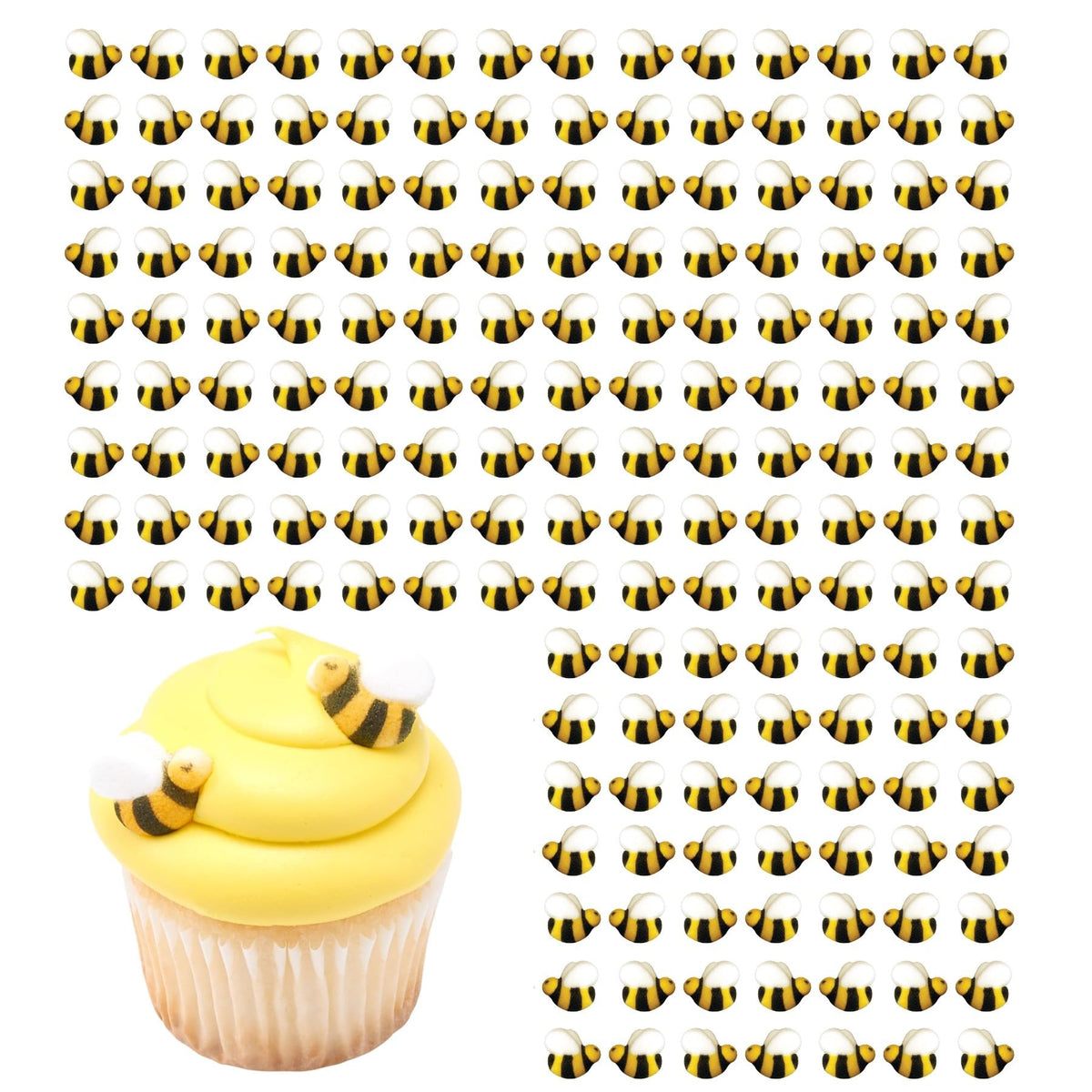 Lucks Dec-Ons Bumble Bees sugar decorations add whimsy to cakes.