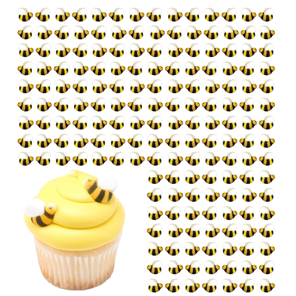 Lucks Dec-Ons Bumble Bees sugar decorations add whimsy to cakes.