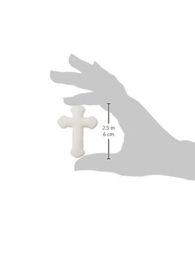 Close-up of Lucks Dec-Ons molded sugar cross showing hand-painted edible color detail