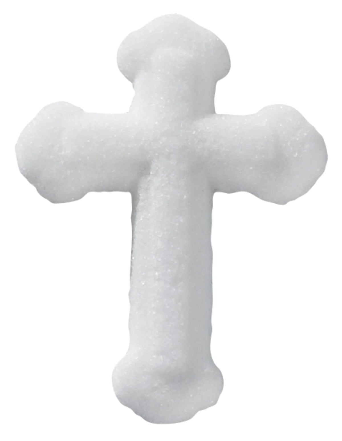 Lucks Dec-Ons white cross sugar topper 1.25 inch adds a refined finish to cupcakes